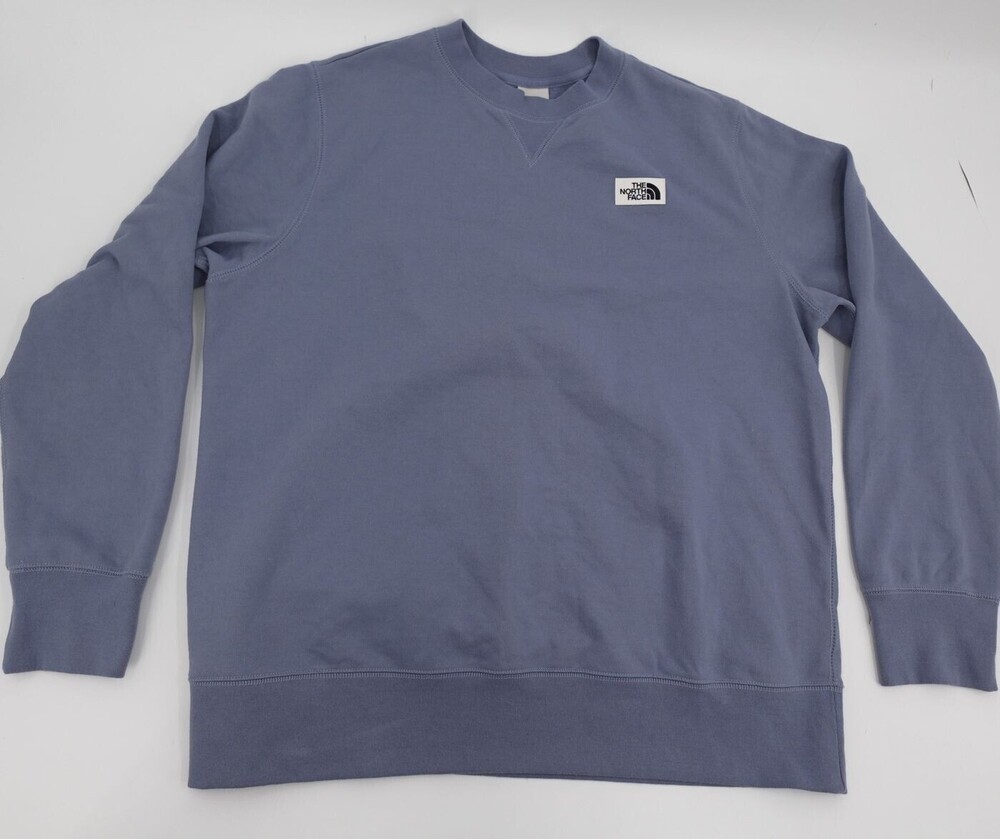 The North Face Sweatshirt Womens XL Blue Pullover Crew Neck Logo Fleece Casual